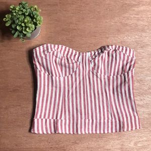 Lucca Couture Red & White Striped Strapless Shirt